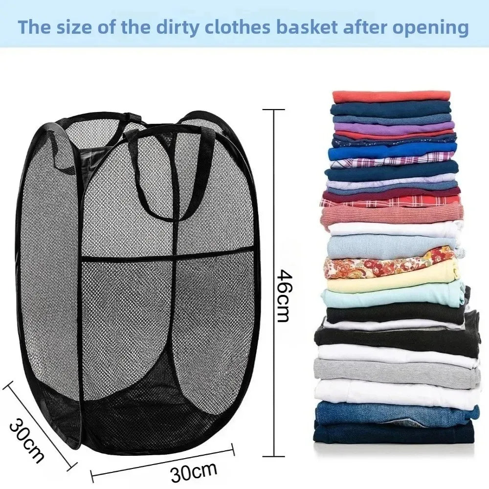 Foldable Mesh Laundry Basket – Lightweight Pop-Up Clothes Hamper