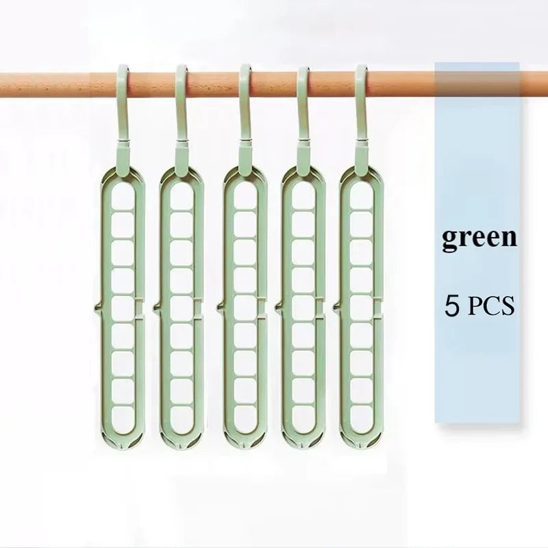 9-Hole Space-Saving Hanger Organizer – Foldable Closet Storage Rack