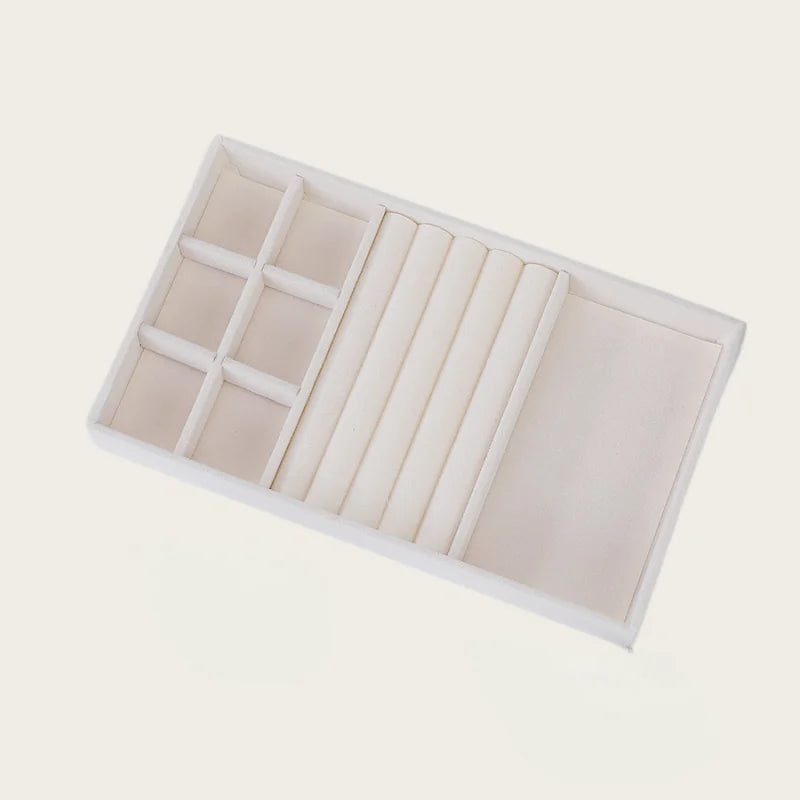Velvet Jewelry Organizer Tray – Adjustable Compartment Storage for Rings & Earrings