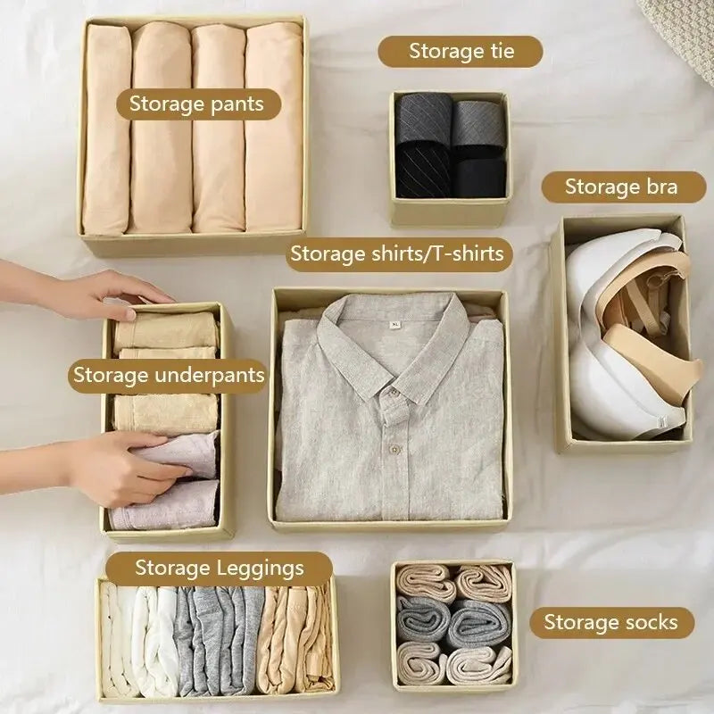 Foldable Underwear & Drawer Organizer Set – Closet Storage Boxes