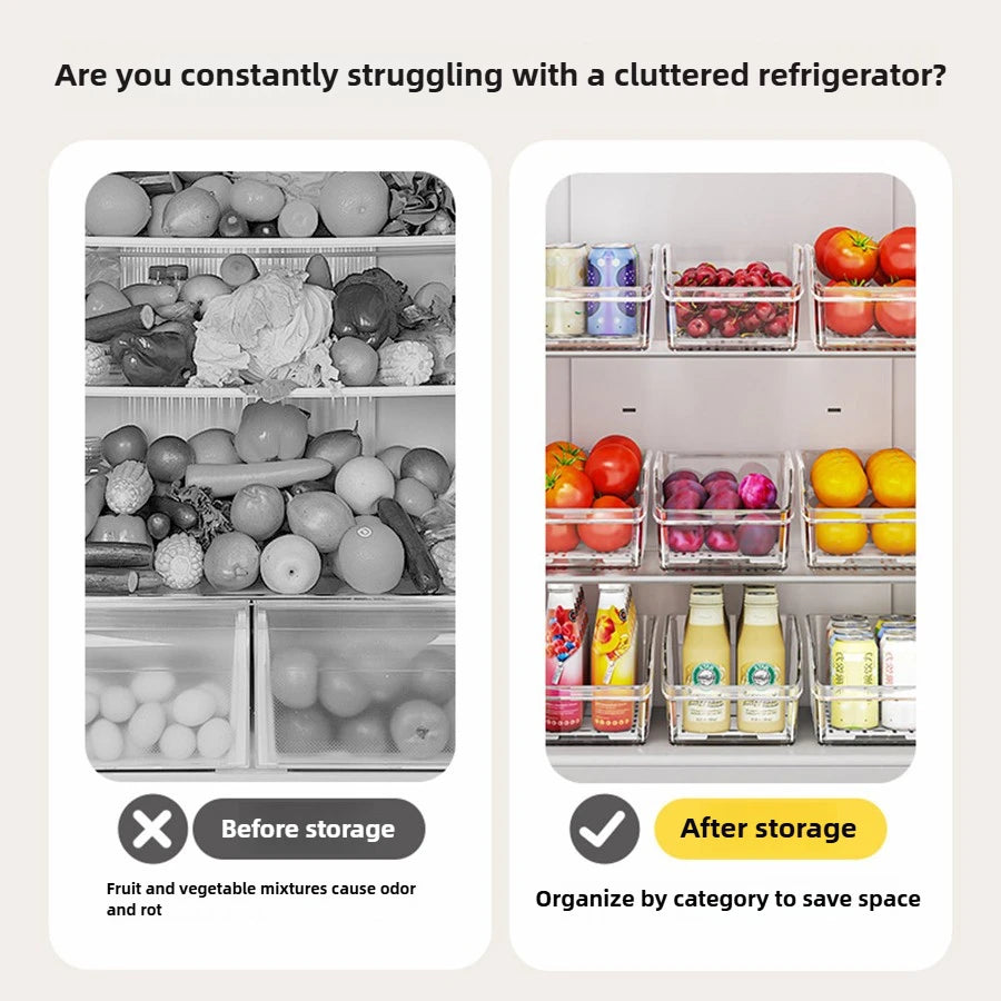 Clear Refrigerator Organizer Bins – Kitchen Food Storage Containers