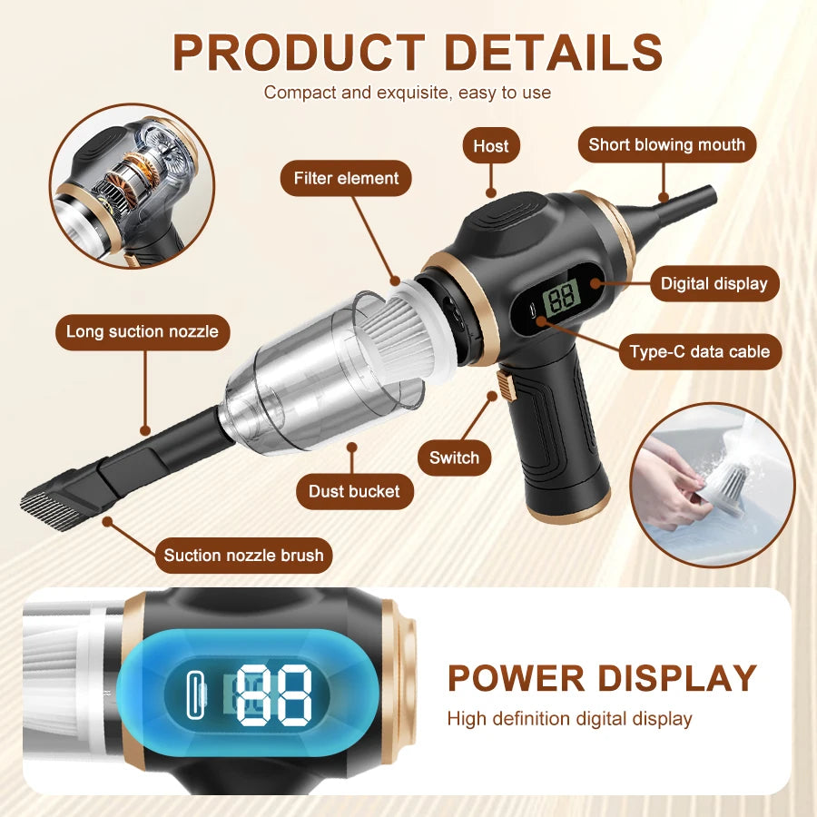 Cordless Handheld Car Vacuum Cleaner – Portable Interior Cleaner