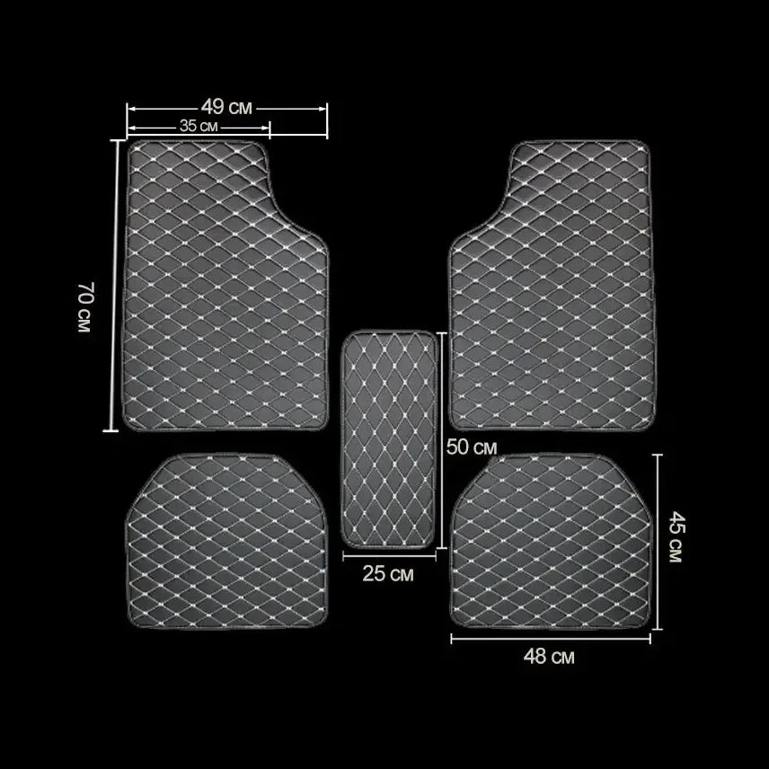 5-Piece Universal PU Leather Car Floor Mats – Waterproof Set