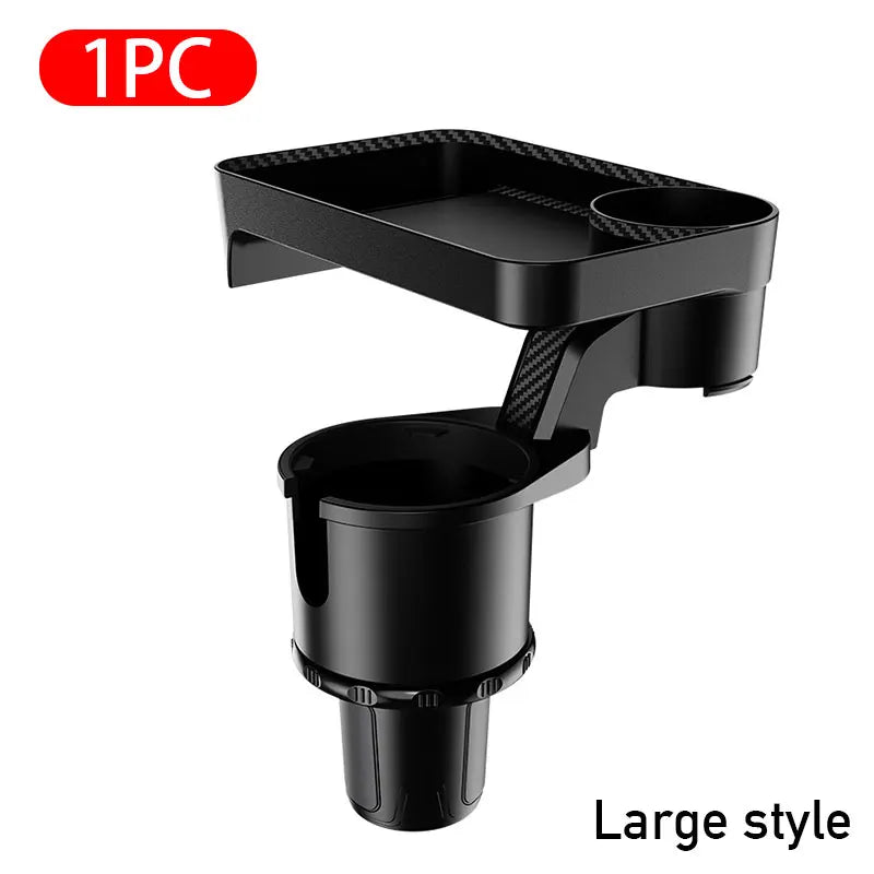 Car Cup Holder Expander with 360° Rotating Snack Tray