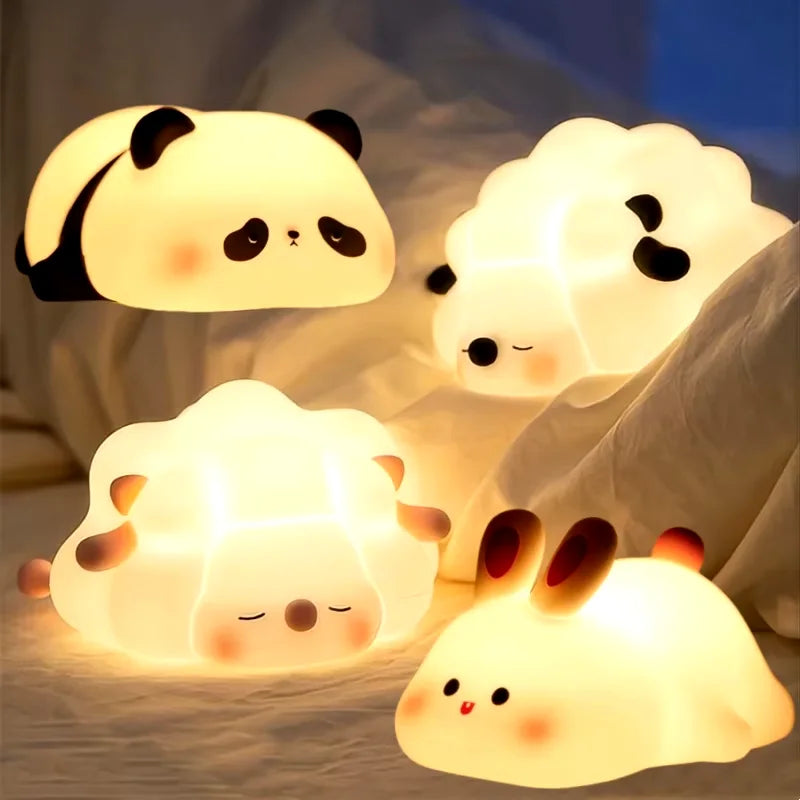 Cute Silicone LED Night Light – USB Rechargeable Animal Lamp
