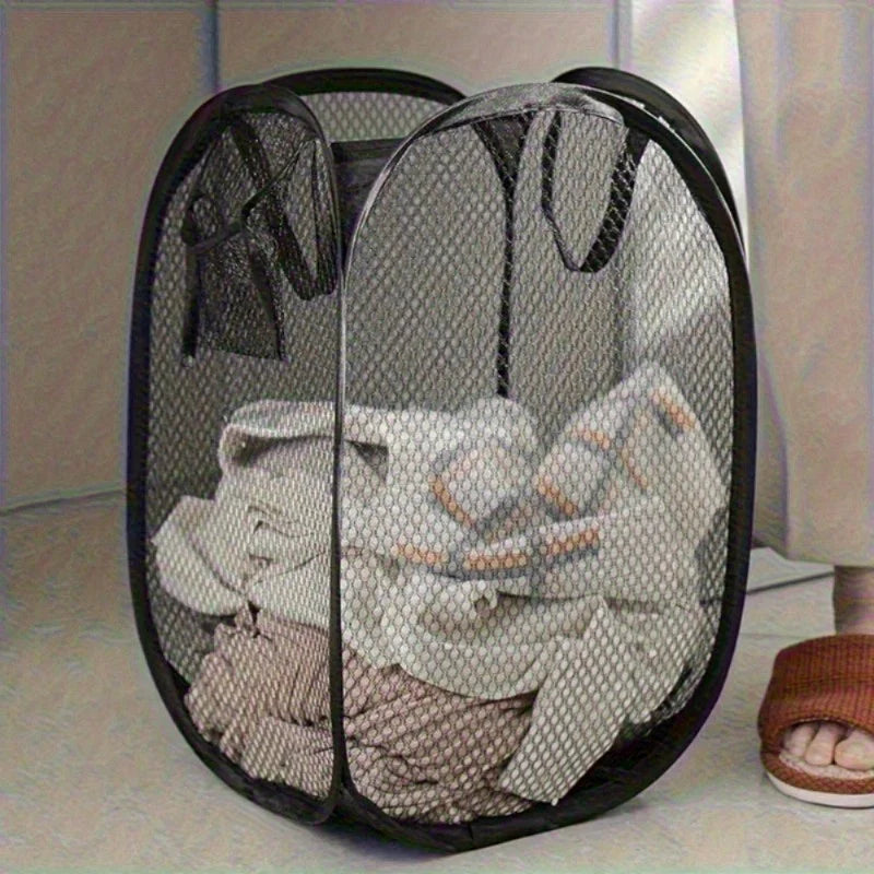 Collapsible Pop-Up Laundry Basket – Portable Mesh Clothes Hamper