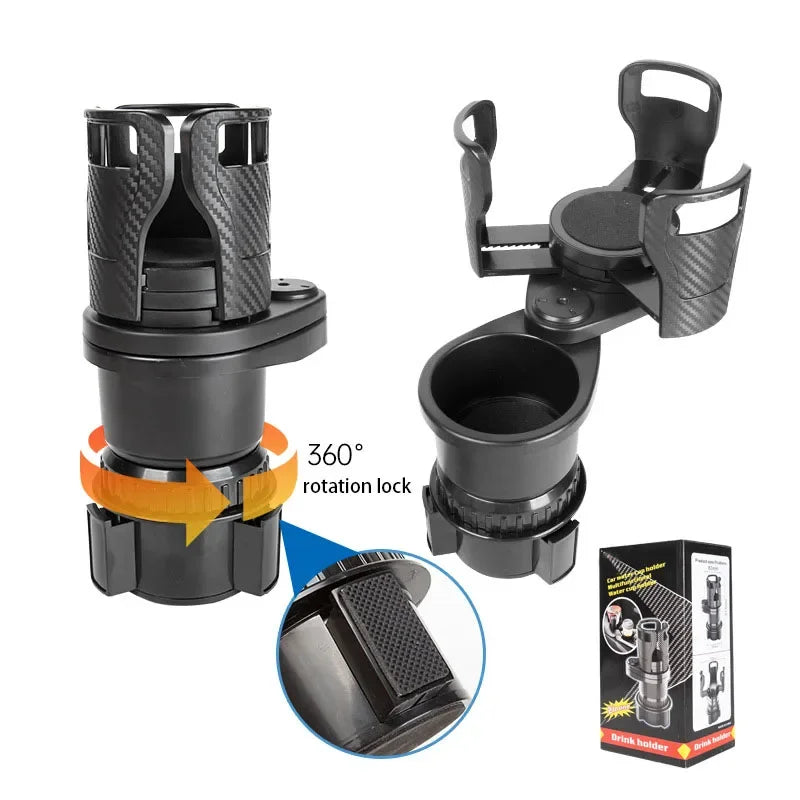 Adjustable Dual Car Cup Holder Expander – Rotating Storage Organizer
