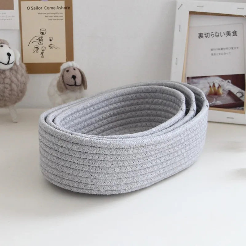 Cotton Rope Storage Basket – Woven Home Organizer