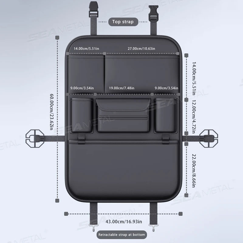 6-Pocket Car Seat Back Organizer – Waterproof Storage & Kick Protector