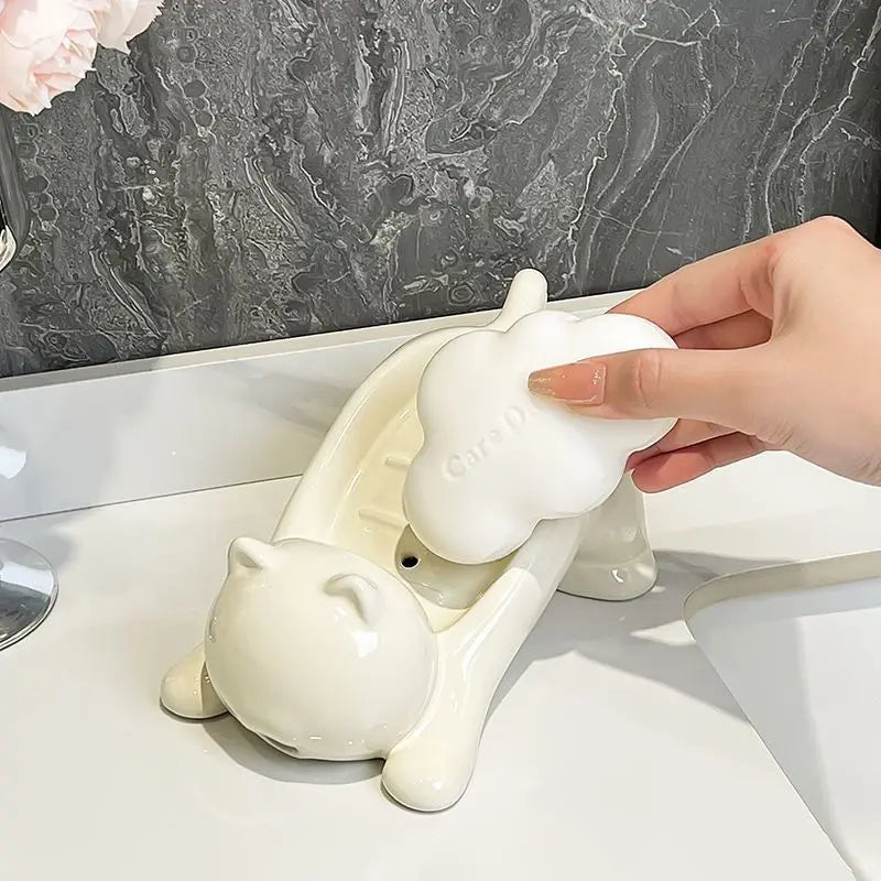 Cute Cat Soap Holder – Self-Draining Bathroom Soap Dish