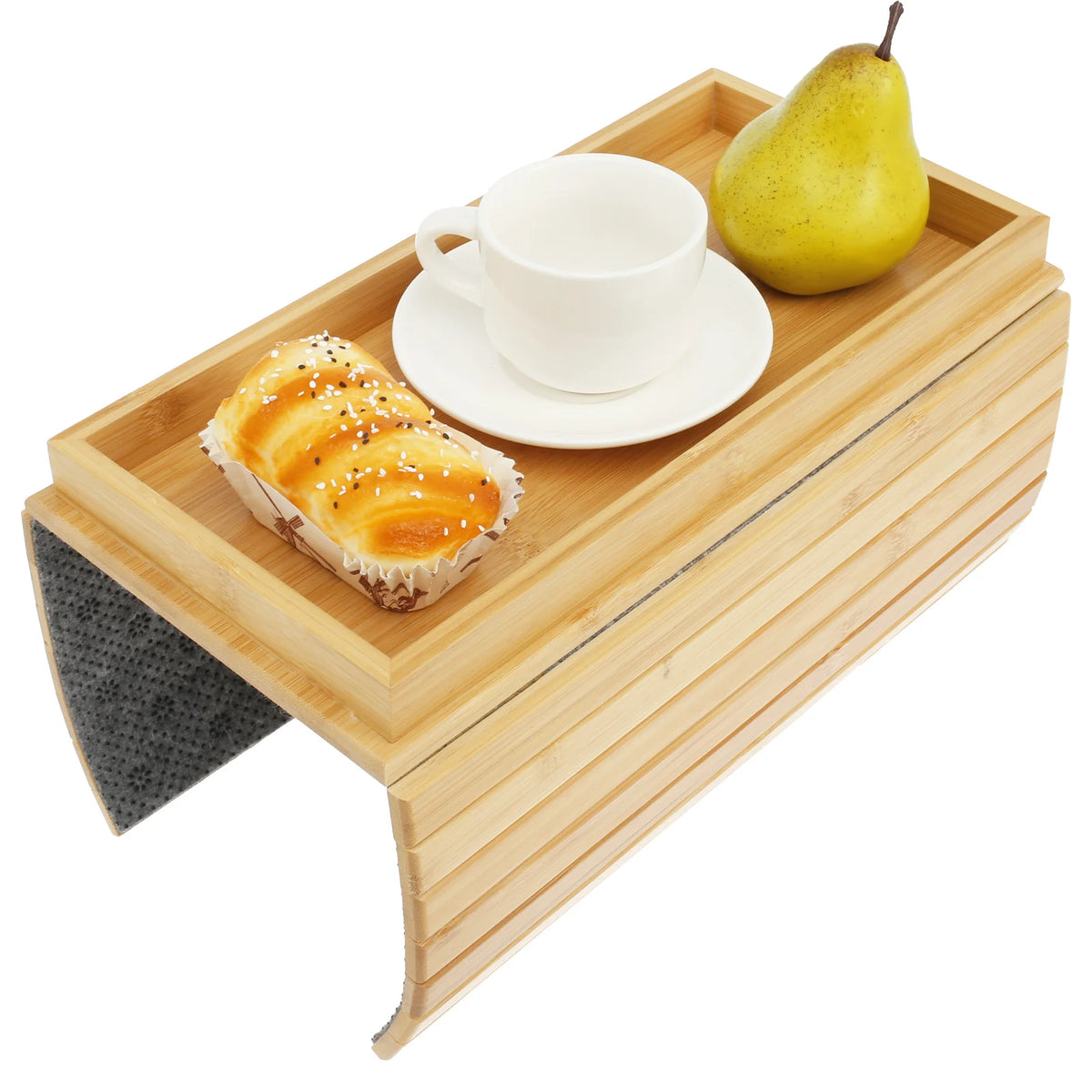 Bamboo Sofa Armrest Tray – Foldable Couch Cup Holder