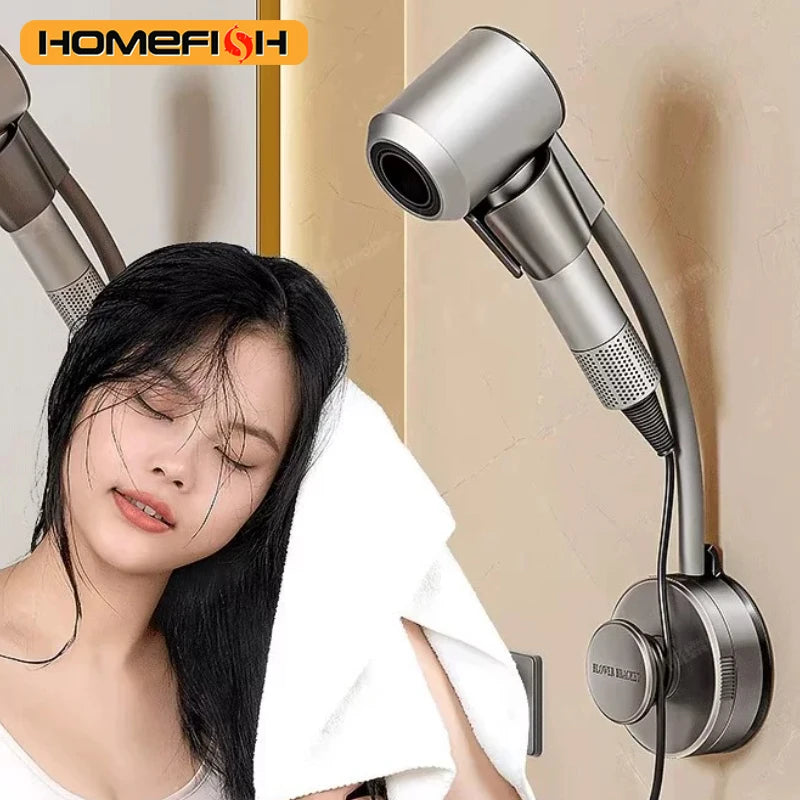 Suction Cup Hair Dryer Holder – Wall-Mounted Bathroom Organizer