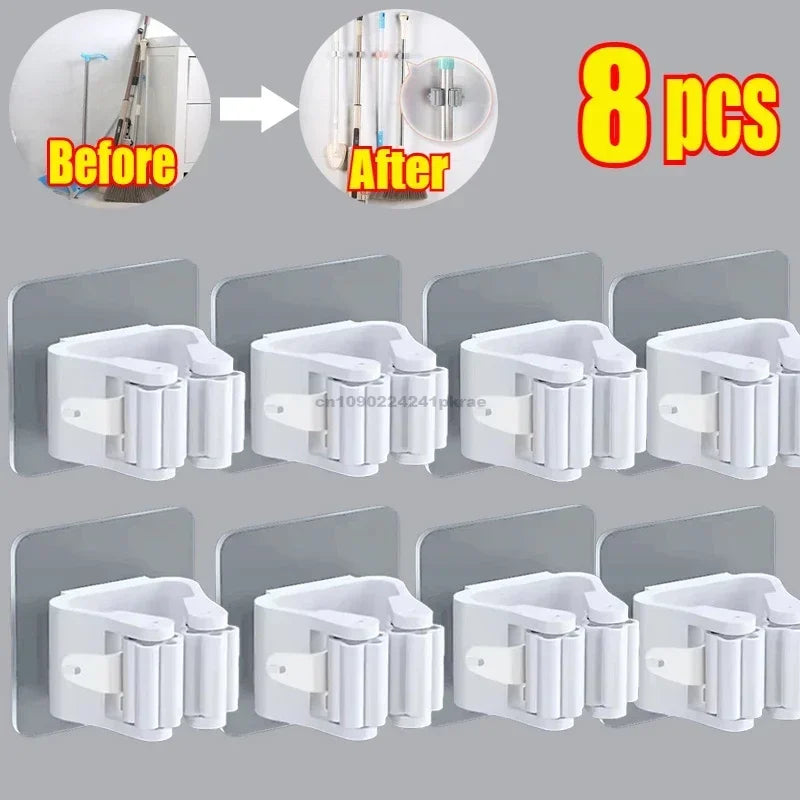 Wall-Mounted Mop & Broom Holder – Multi-Purpose Cleaning Tool Organizer