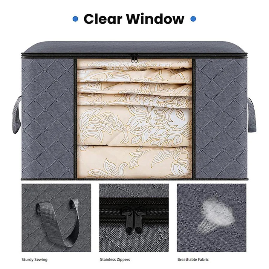Foldable Clothes Storage Bags – Large Capacity Closet & Bedding Organizers