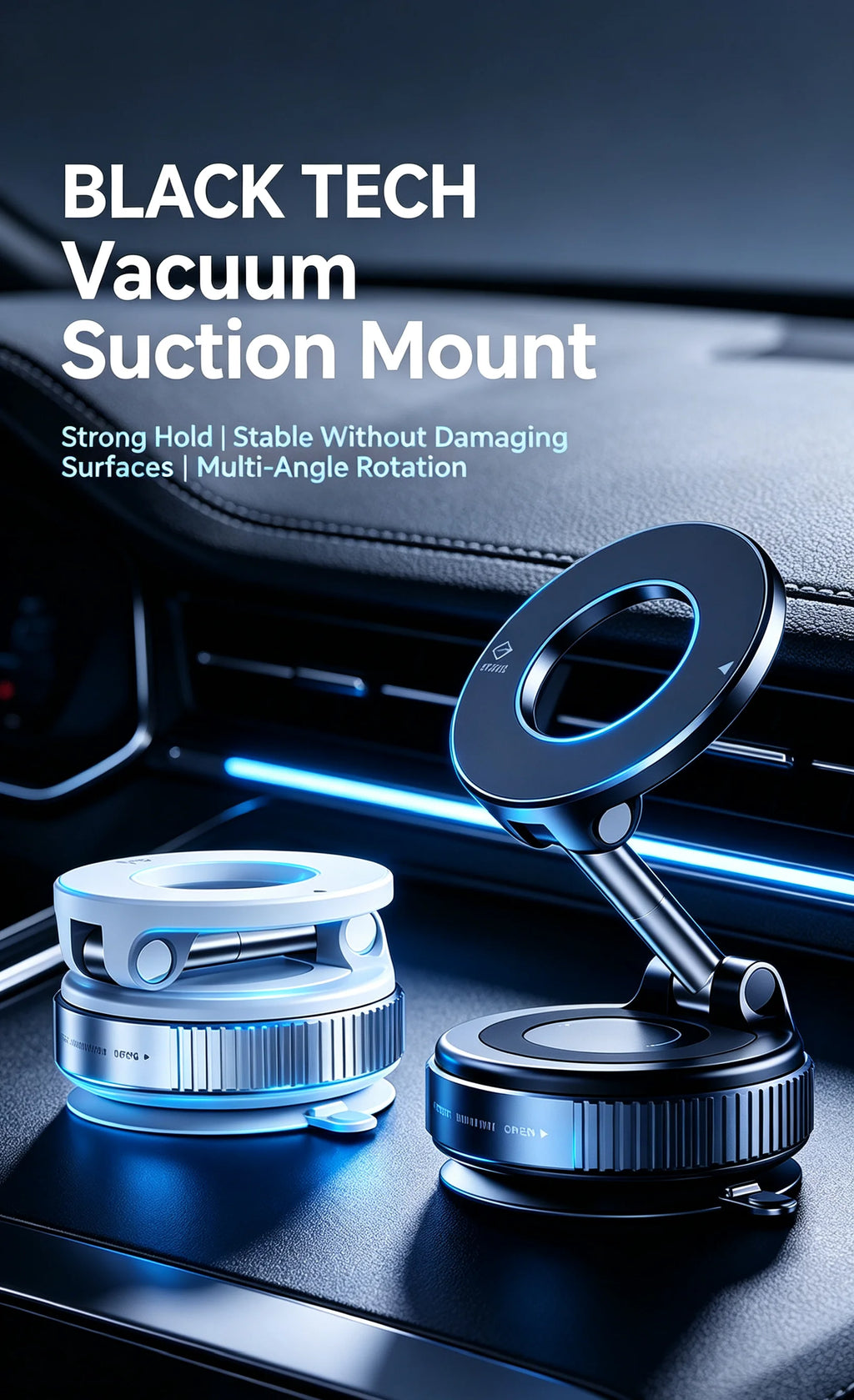 Magnetic Car Phone Holder – Strong Vacuum Suction Mount