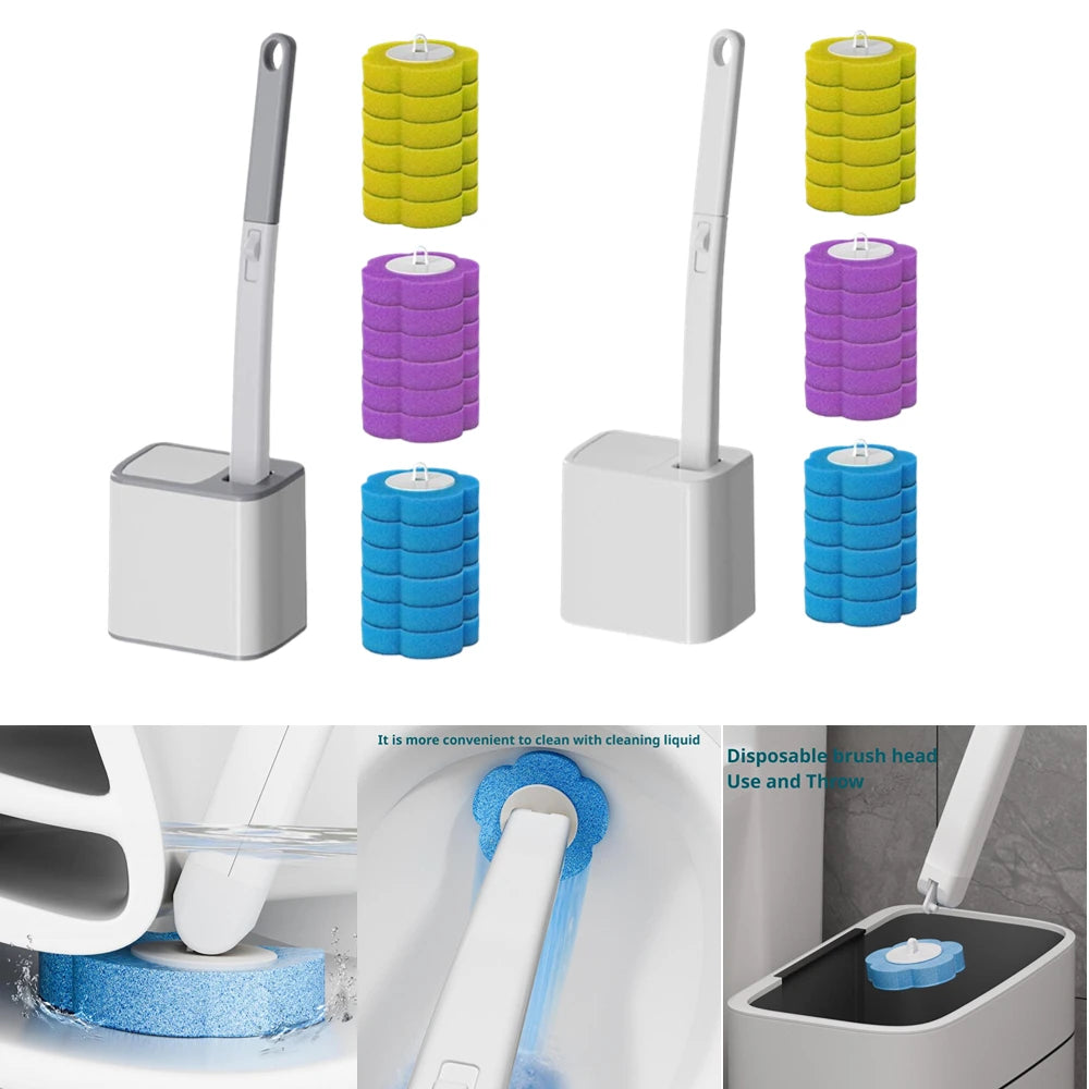Disposable Toilet Brush Cleaning Kit with Replaceable Heads