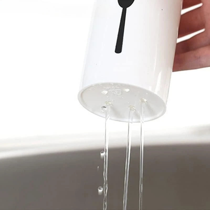 Kitchen Utensil Organizer with Drainage – Spoon, Fork & Chopstick Holder