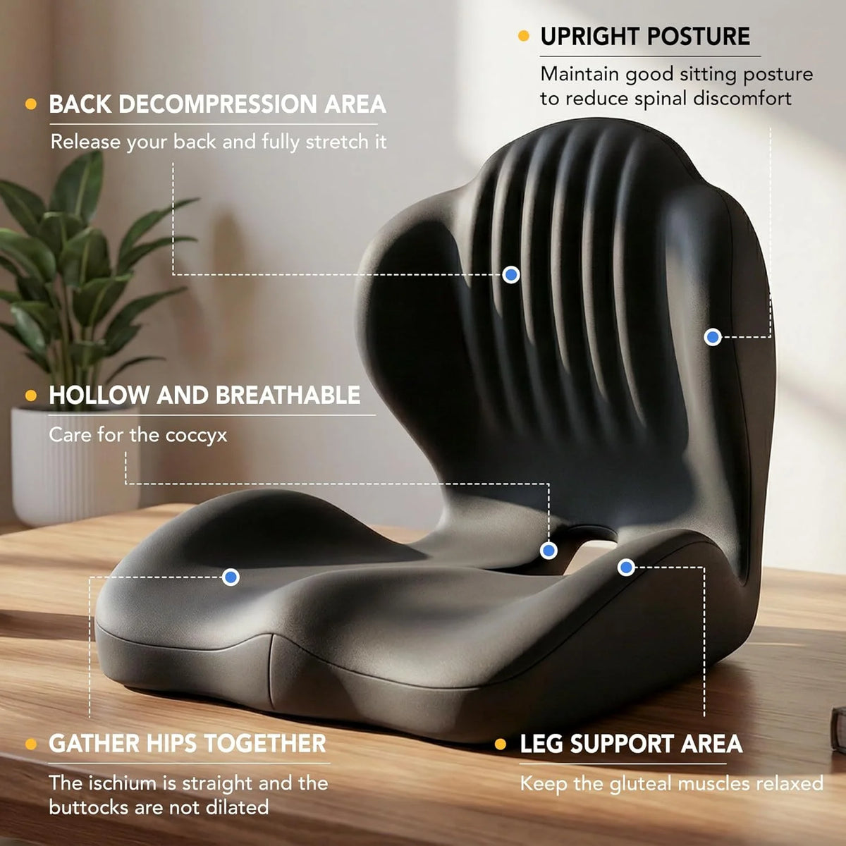 Ergonomic Memory Foam Seat Cushion with Back Support