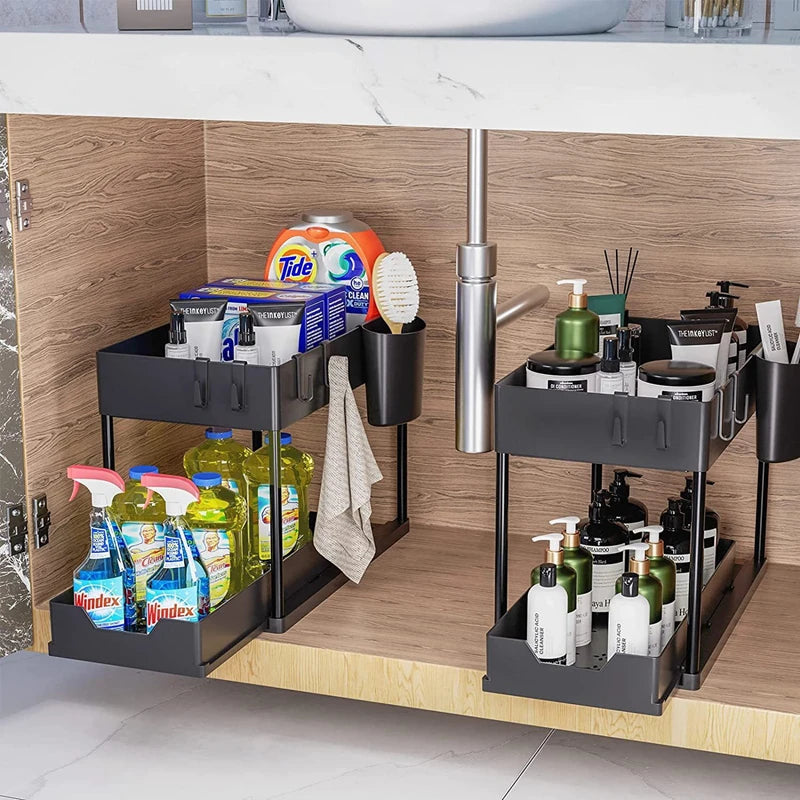 2-Tier Under-Sink Organizer – Pull-Out Storage Rack