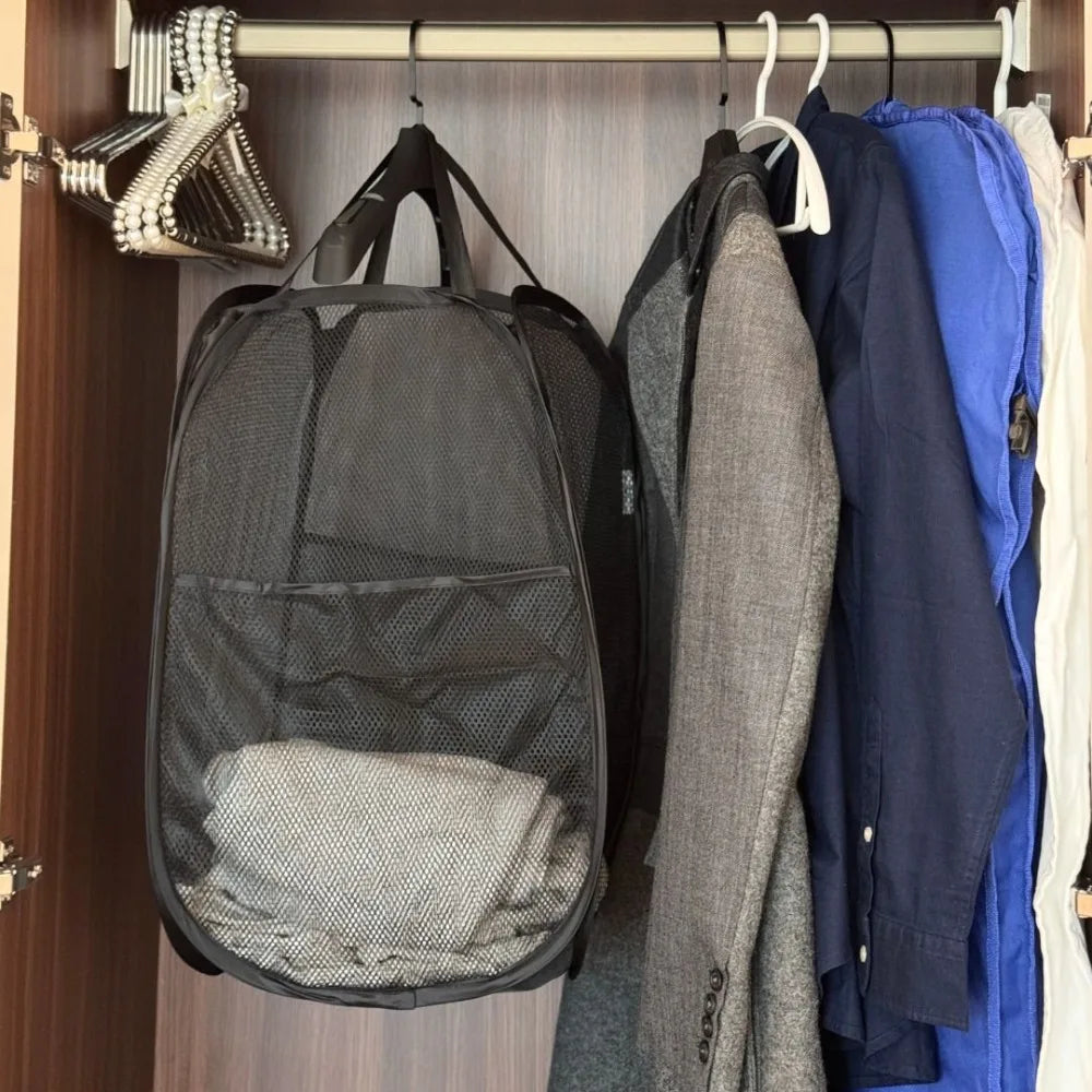 Foldable Mesh Laundry Basket – Lightweight Pop-Up Clothes Hamper