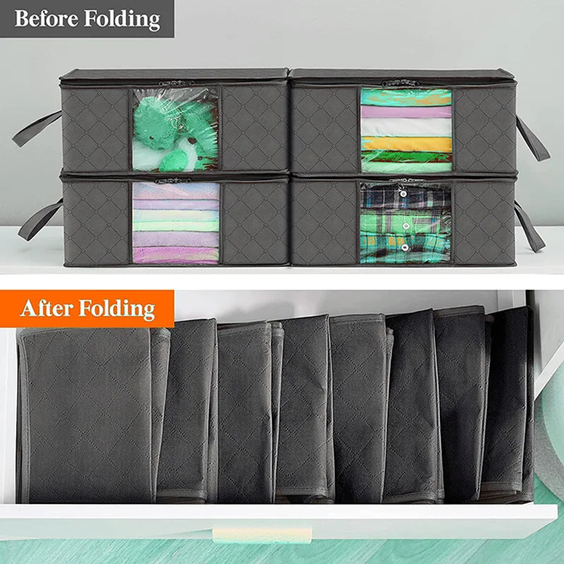 Foldable Clothes Storage Bags – Large Capacity Closet & Bedding Organizers