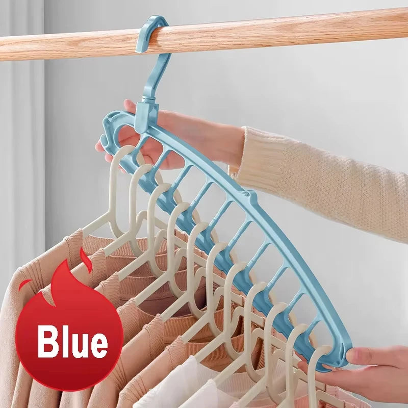 9-Hole Space-Saving Hanger Organizer – Foldable Closet Storage Rack