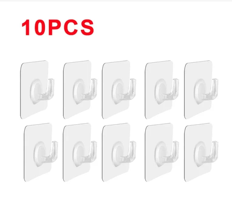 Transparent Self-Adhesive Wall Hooks – No-Drill Storage Hangers