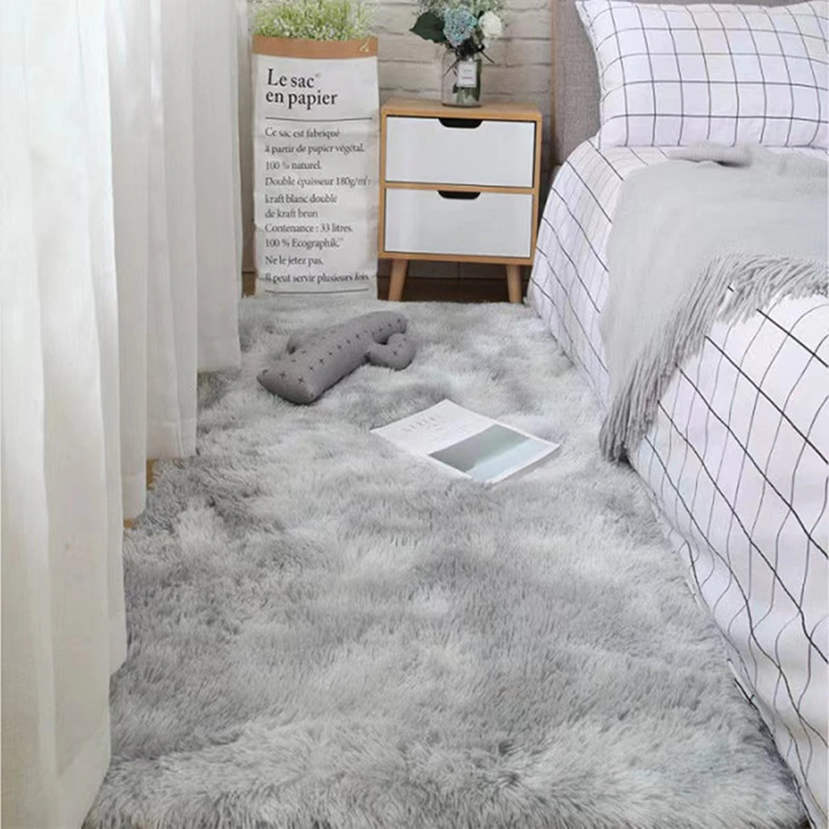 Fluffy Shag Area Rug – Soft Non-Slip Carpet for Bedroom & Living Room