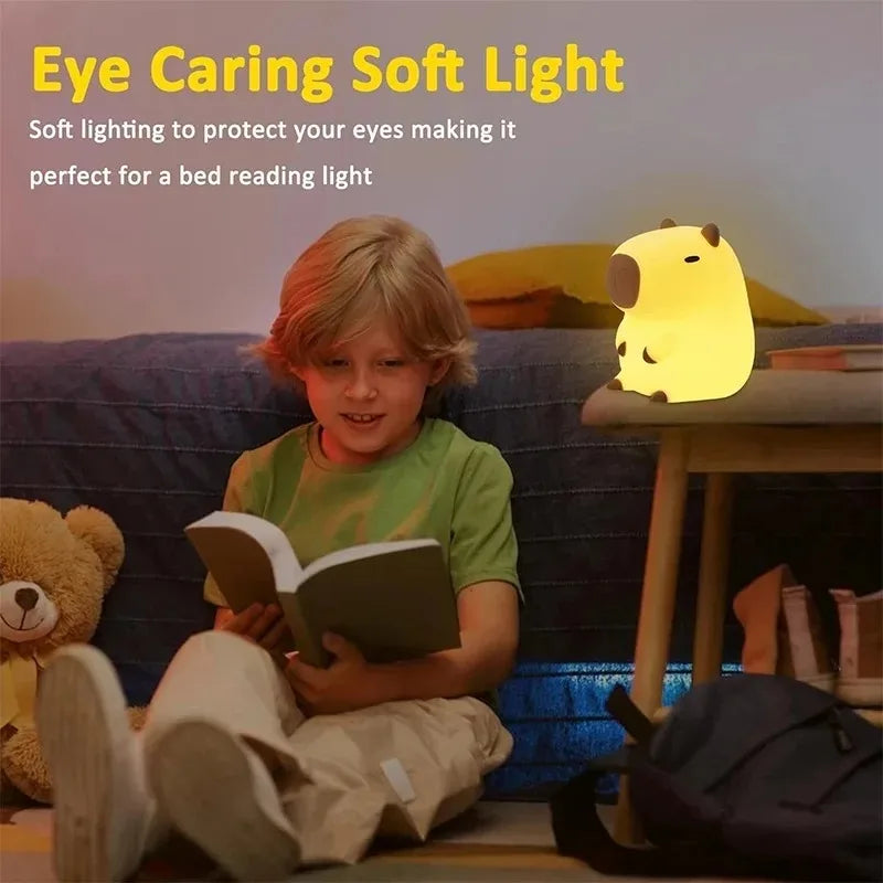 Cute Capybara Silicone Night Light – Soft Bedside Lamp