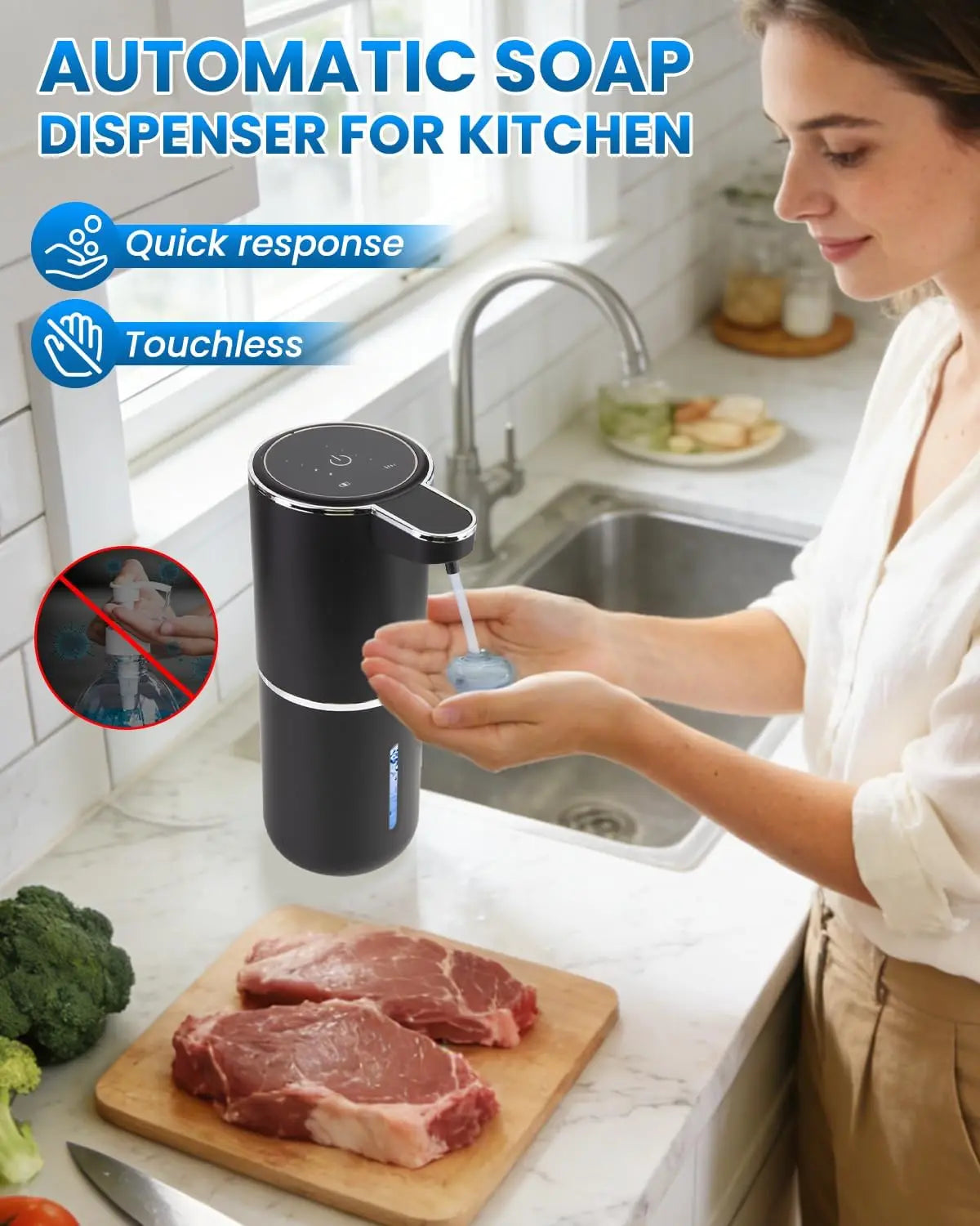 Automatic Touchless Soap Dispenser – USB Rechargeable 380ml