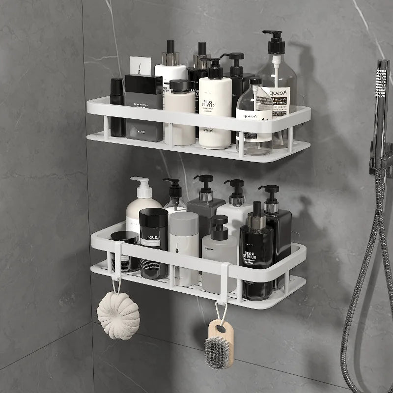 Aluminum Shower Caddy – No-Drill Wall-Mounted Bathroom Organizer