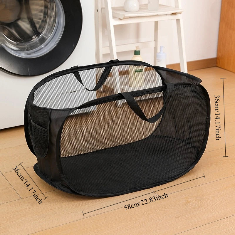 Foldable Mesh Laundry Basket – Lightweight Pop-Up Clothes Hamper