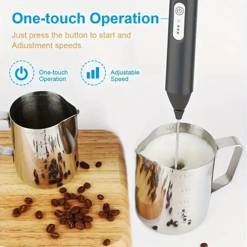 2-in-1 Electric Milk Frother & Handheld Mixer – USB Rechargeable, 3-Speed Adjustable