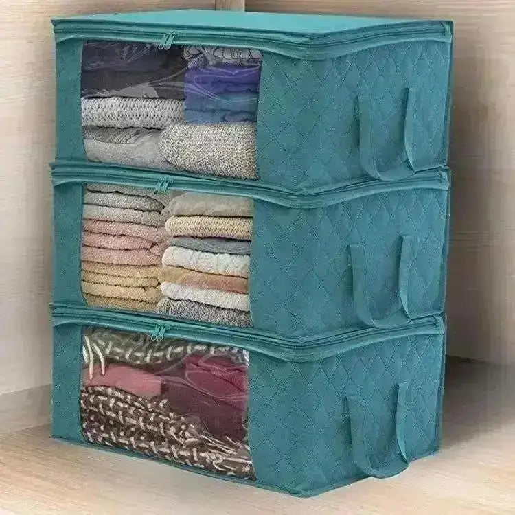 Foldable Clothes Storage Box with Lid – Closet & Blanket Organizer