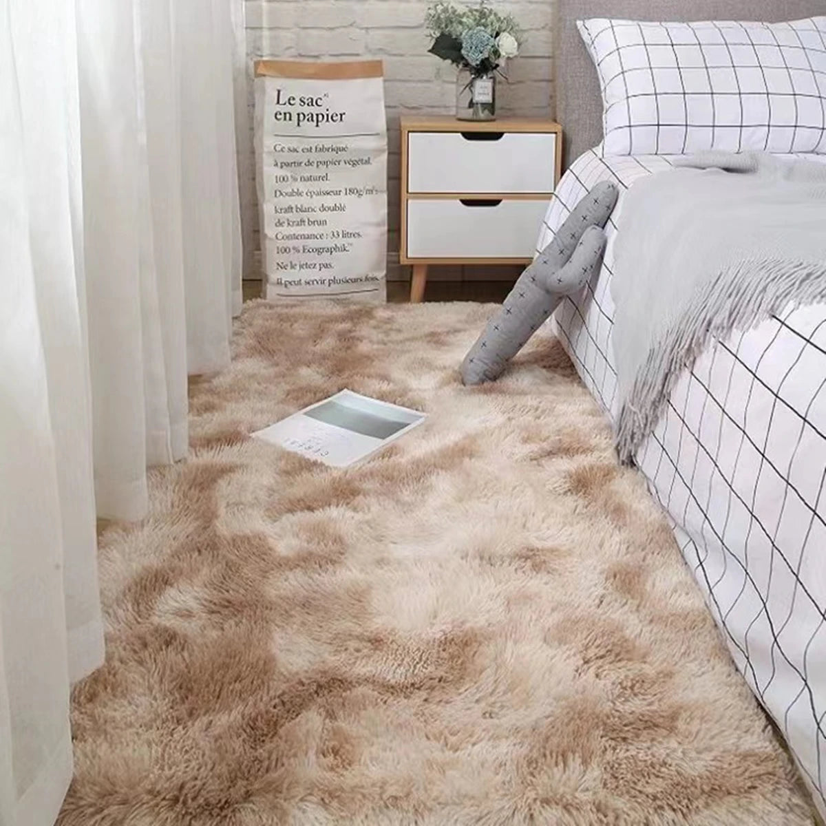 Fluffy Shag Area Rug – Soft Non-Slip Carpet for Bedroom & Living Room