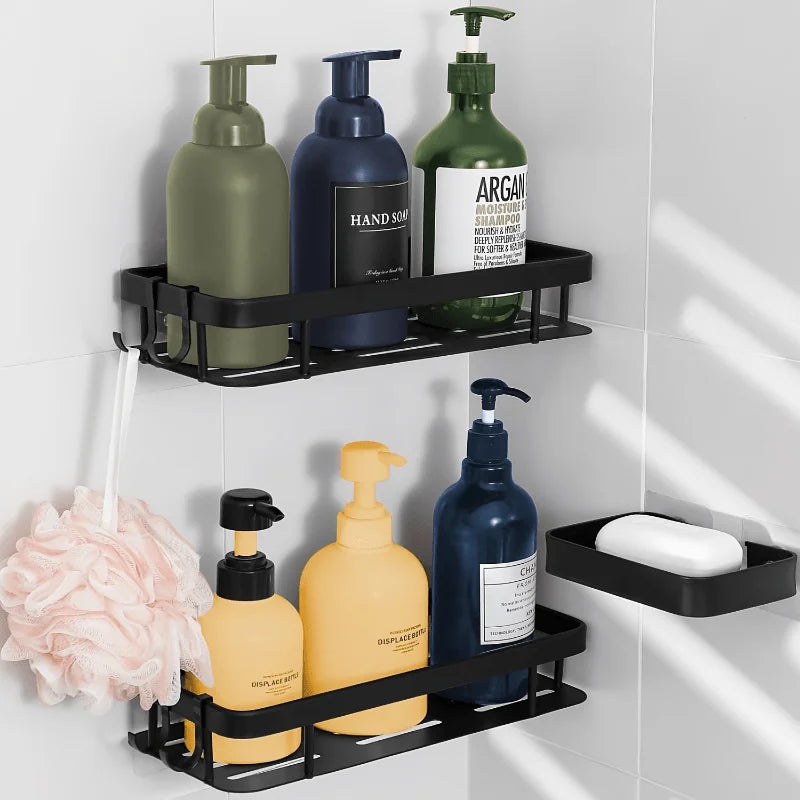 Aluminum Shower Caddy – No-Drill Wall-Mounted Bathroom Organizer