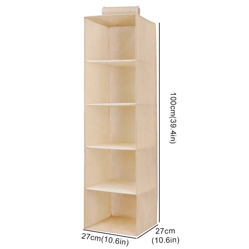 Hanging Closet Organizer with Shelves – Foldable Wardrobe Storage