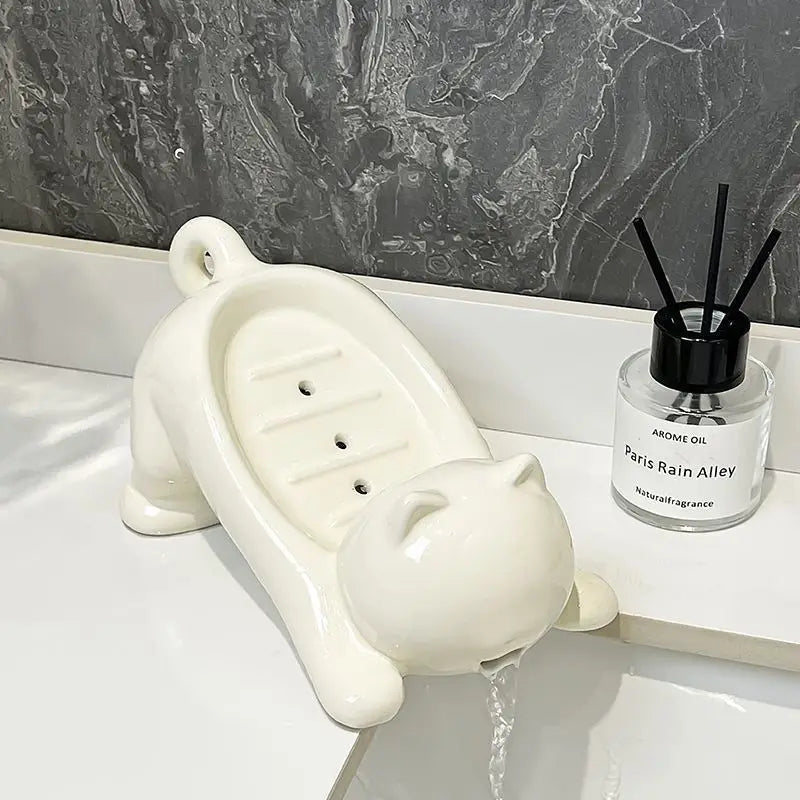 Cute Cat Soap Holder – Self-Draining Bathroom Soap Dish