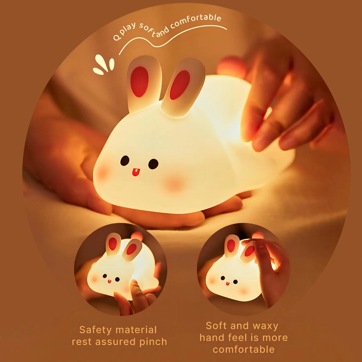 Cute Silicone LED Night Light – USB Rechargeable Animal Lamp