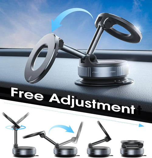 360° Magnetic Car Phone Holder – Adjustable Vacuum Suction Mount