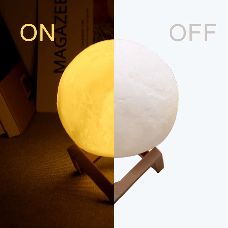 Moon LED Night Light with Stand – Bedroom Decor Lamp