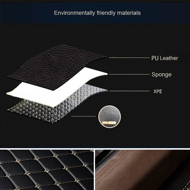 5-Piece PU Leather Car Floor Mats – Waterproof Diamond Design