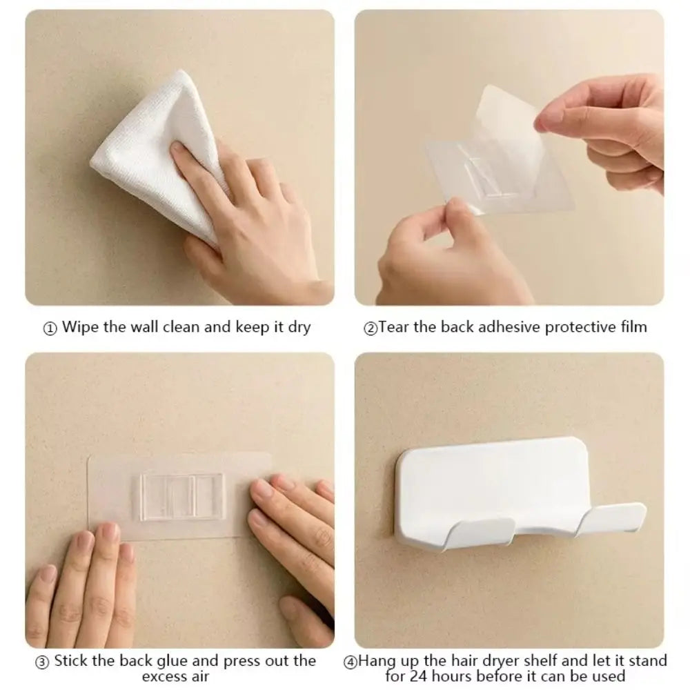 Wall-Mounted Hair Dryer Holder – Space-Saving Bathroom Organizer