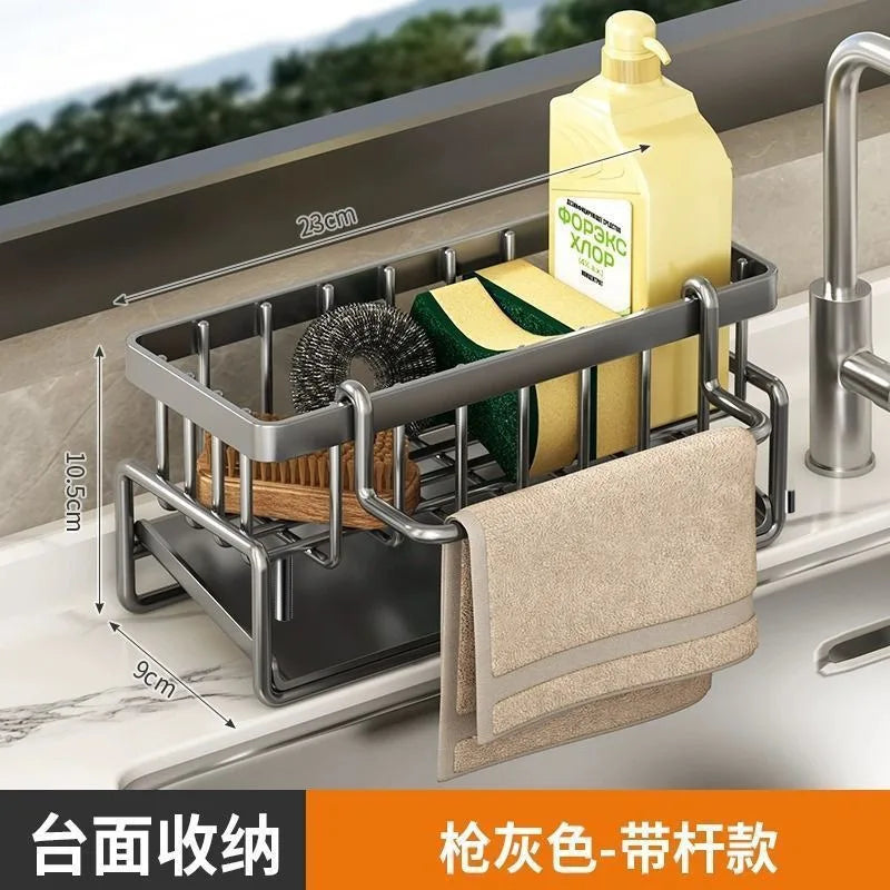 Kitchen Sink Sponge Holder – Drain Rack & Dishwashing Organizer with Hanging Hook