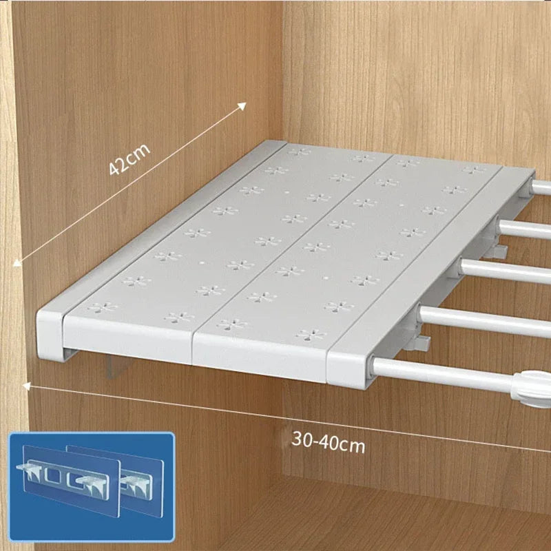 Adjustable Expandable Storage Shelf – No-Drill Closet & Wardrobe Organizer