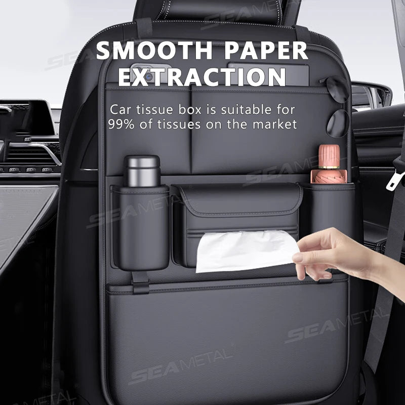 6-Pocket Car Seat Back Organizer – Waterproof Storage & Kick Protector