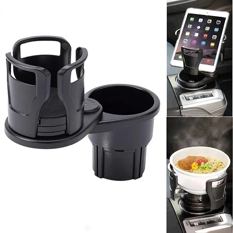 2-in-1 Car Cup Holder Expander – 360° Adjustable Dual Cup Holder