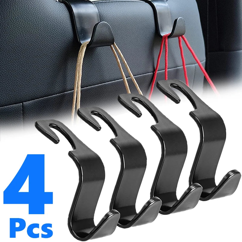 4-Pack Car Headrest Hooks – Bag & Storage Hangers