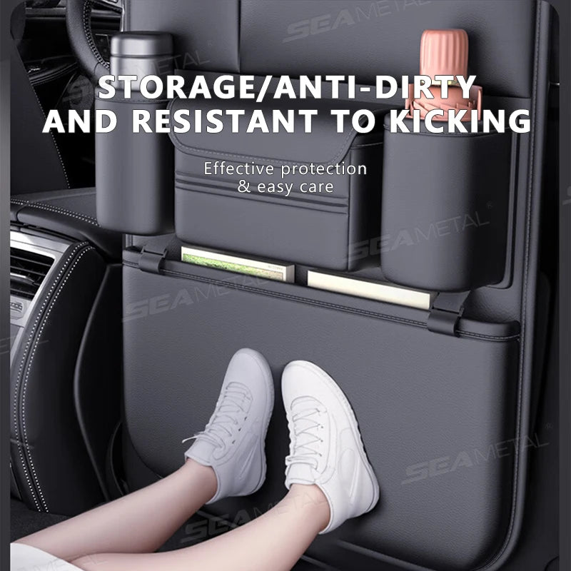 6-Pocket Car Seat Back Organizer – Waterproof Storage & Kick Protector