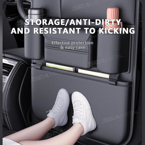 6-Pocket Car Seat Back Organizer – Waterproof Storage & Kick Protector